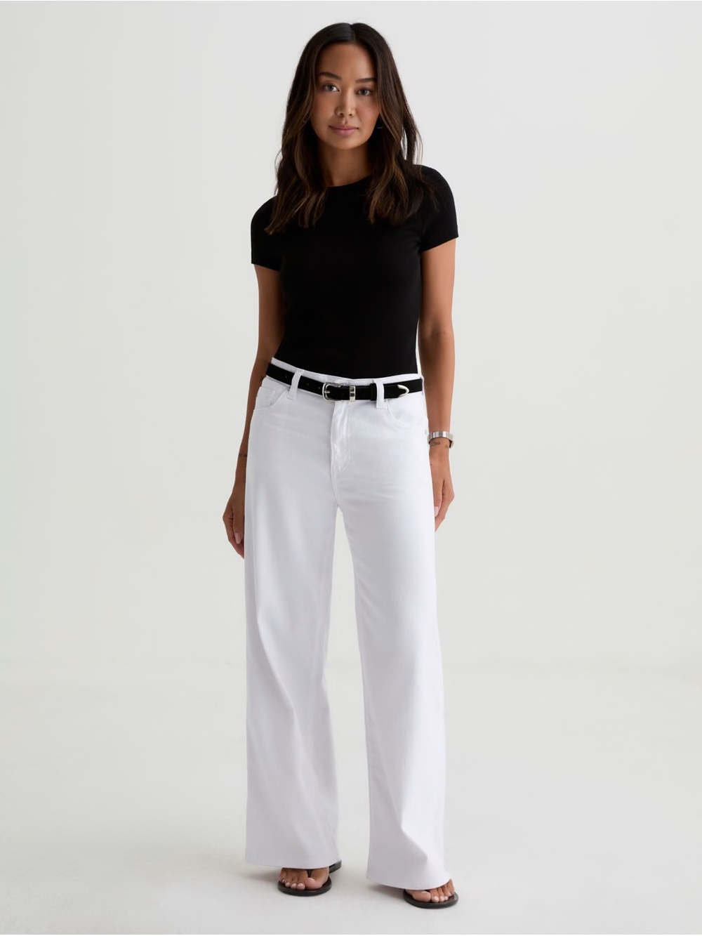 Ag Adriano Goldschmied White Wide-Leg Jeans - size 33 -pristine - New With Tags